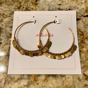 Stella & Dot Large Fringe Hoop Earrings in gold